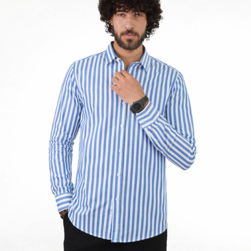 قميص رجالي مقلم - (X-Large)