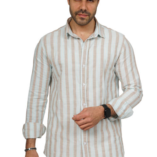 قميص رجالي مقلم - (X-Large)