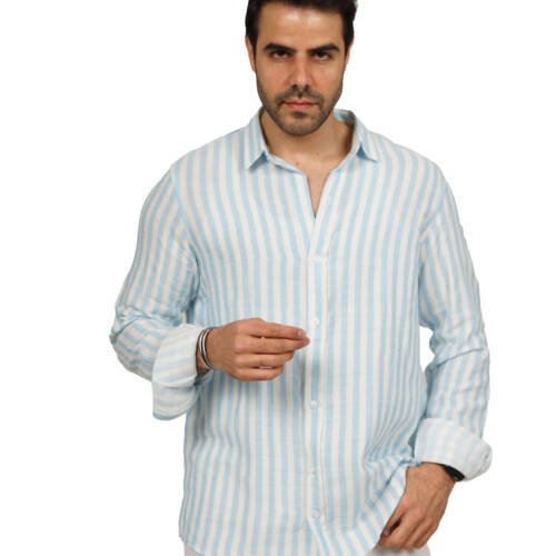 قميص رجالي مقلم - (X-Large)