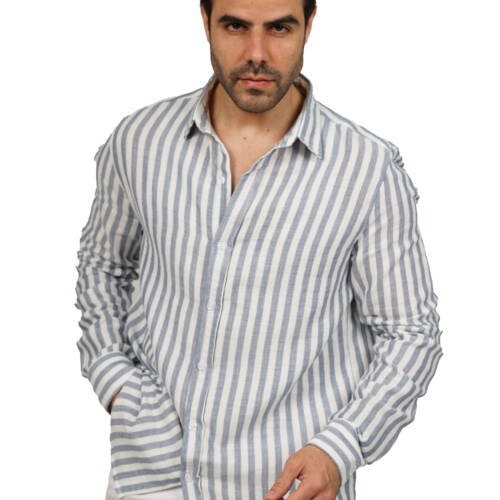 قميص رجالي مقلم - (X-Large)