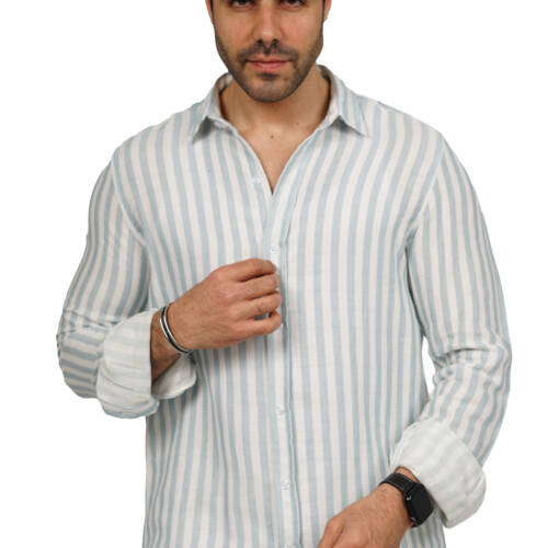 قميص رجالي مقلم - (X-Large)