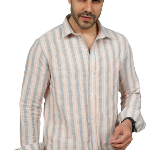 قميص رجالي مقلم - (X-Large)