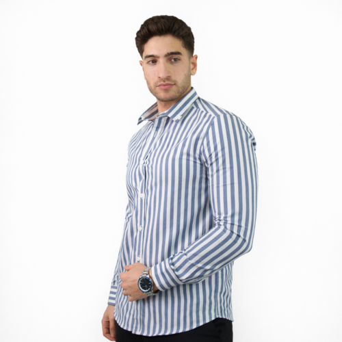 قميص رجالي مقلم - (X-Large)