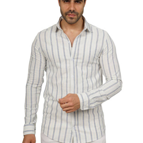 قميص رجالي مقلم - (X-Large)