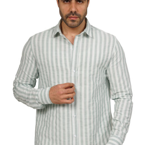 قميص رجالي مقلم - (X-Large)