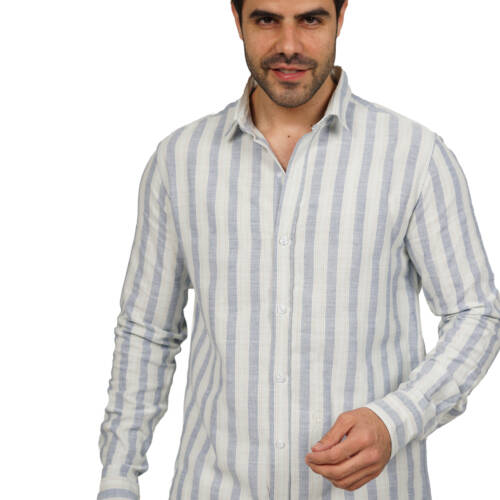 قميص رجالي مقلم - (X-Large)