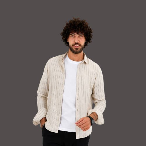 Men’s Striped Long-Sleeve Cotton Shirt
