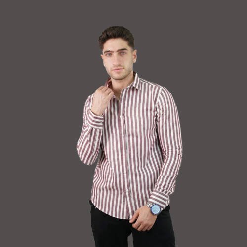 Men’s Fine-Striped Long-Sleeve Cotton Shirt