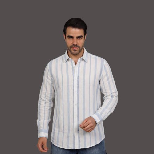 Men's Casual Striped Long Sleeve Shirt