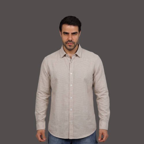 Men's Casual Horizontal Striped Long Sleeve Shirt
